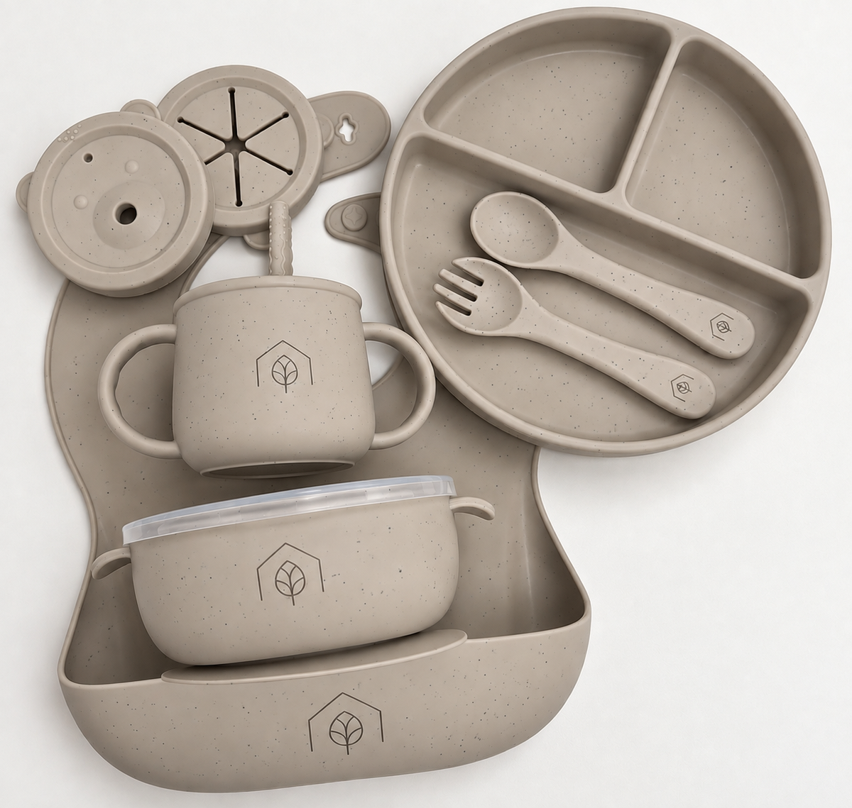 Ensemble Vaisselle silicone tacheté-Gris