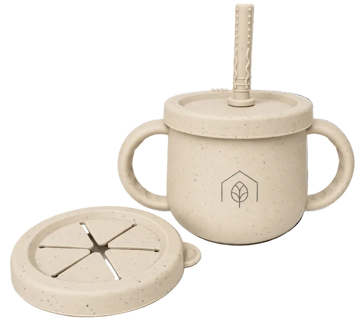 Ensemble vaisselle silicone tacheté-Beige